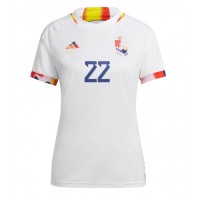 Camiseta Bélgica Charles De Ketelaere #22 Segunda Equipación Replica Mundial 2022 para mujer mangas cortas
